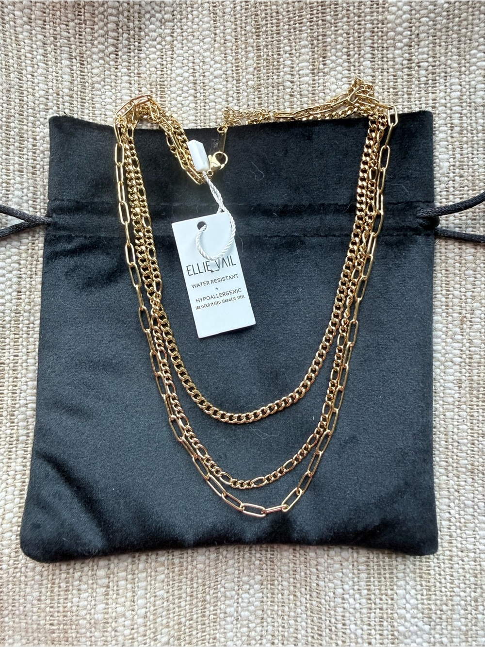 Ellie Vail 18k PL Water Resistant Gold Layered Necklace Beach Pool Summer